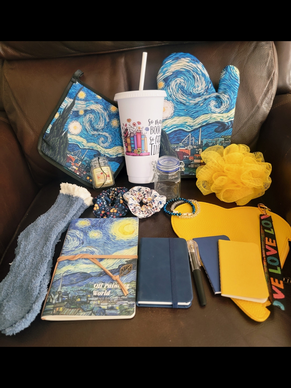 Vincent van Gogh Starry Night Kitchen Set Accent Pieces - Blue & Yellow Gift Set
